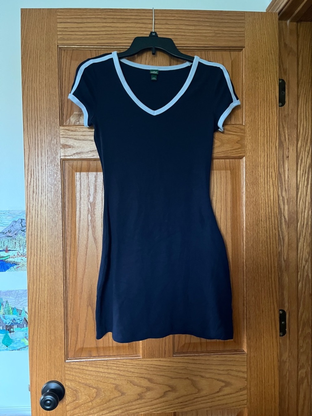 wild fable Navy Blue V-neck Mini Dress with White Trim